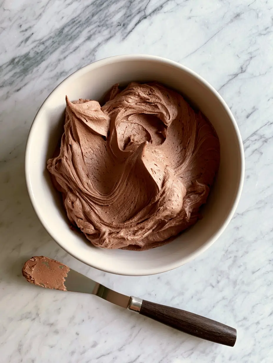 Chocolate Pudding Frosting with Deep Sculpted Swirls