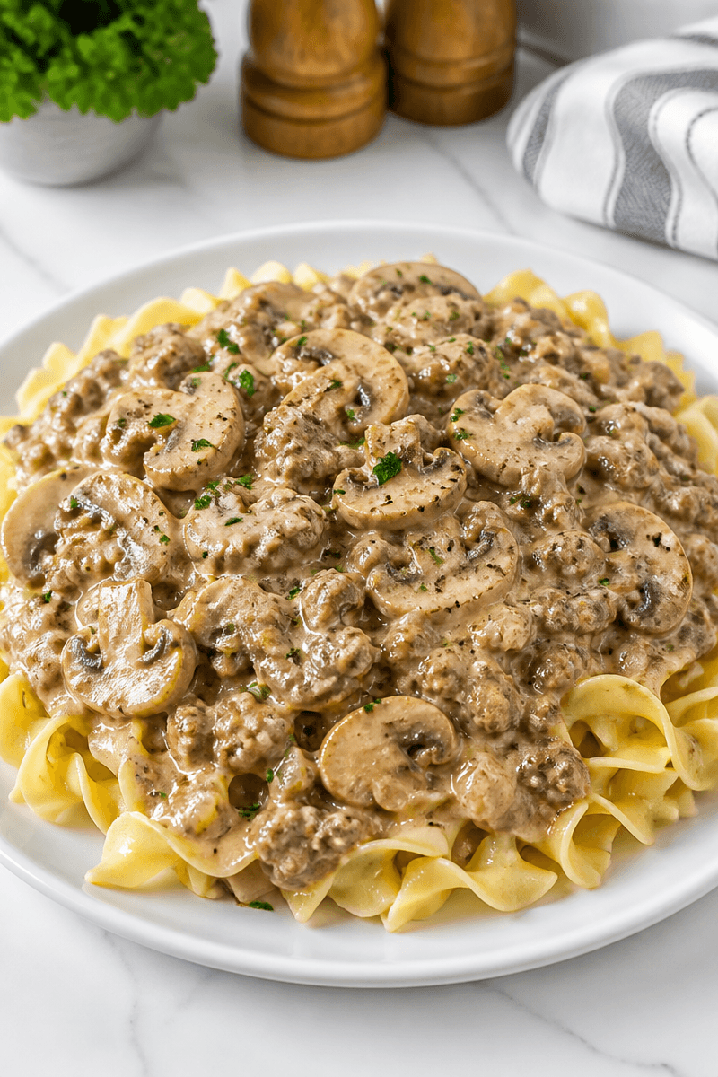 Creamy Mushroom and Ground Beef Stroganoff: A Rich Comfort Classic