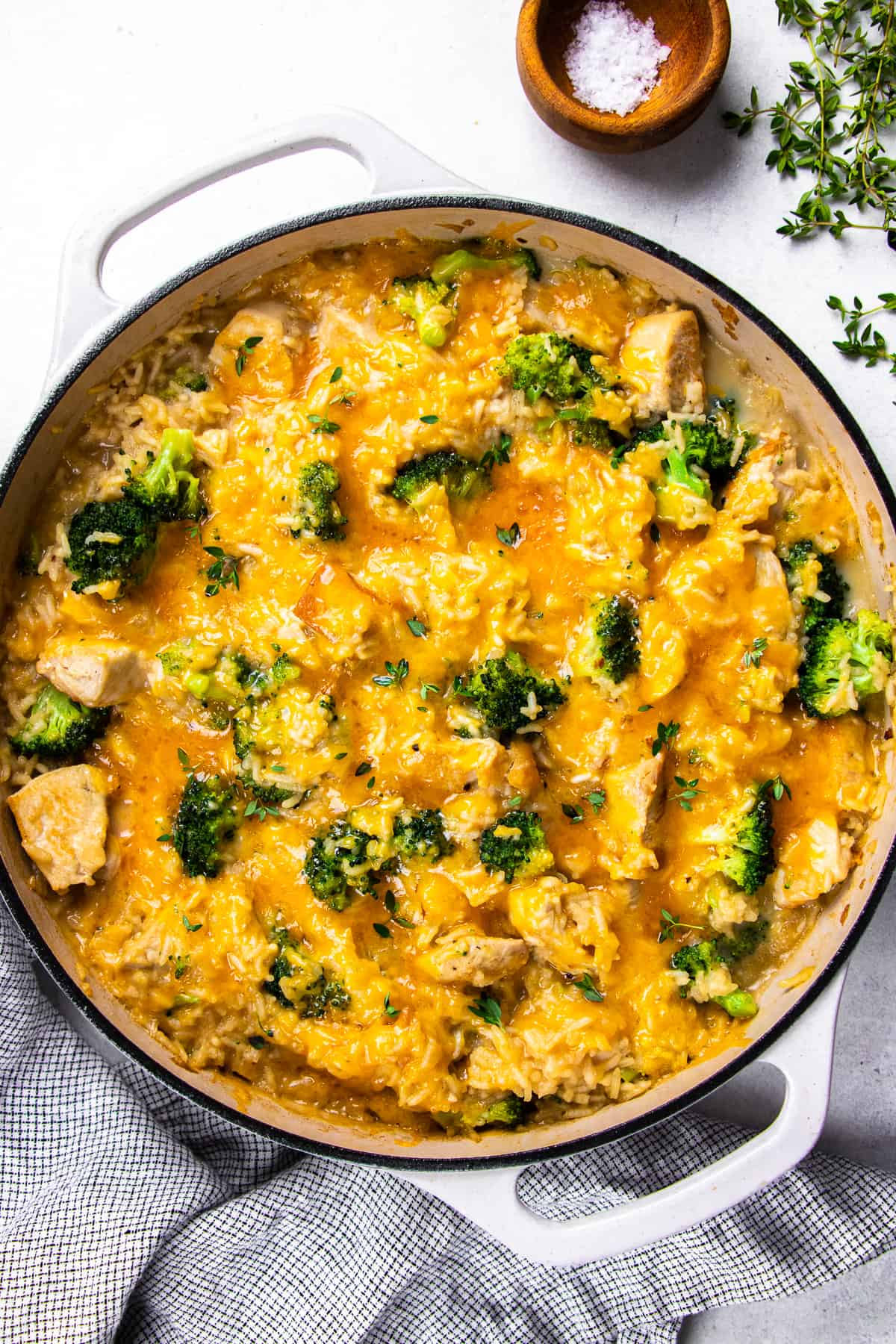 Cheesy Broccoli Chicken and Rice Casserole with Bubbling Cheddar