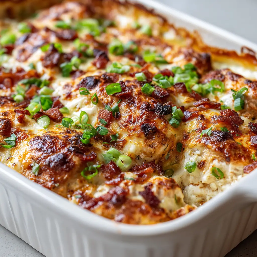 Million Dollar Chicken Bake with Bacon and Green Onions