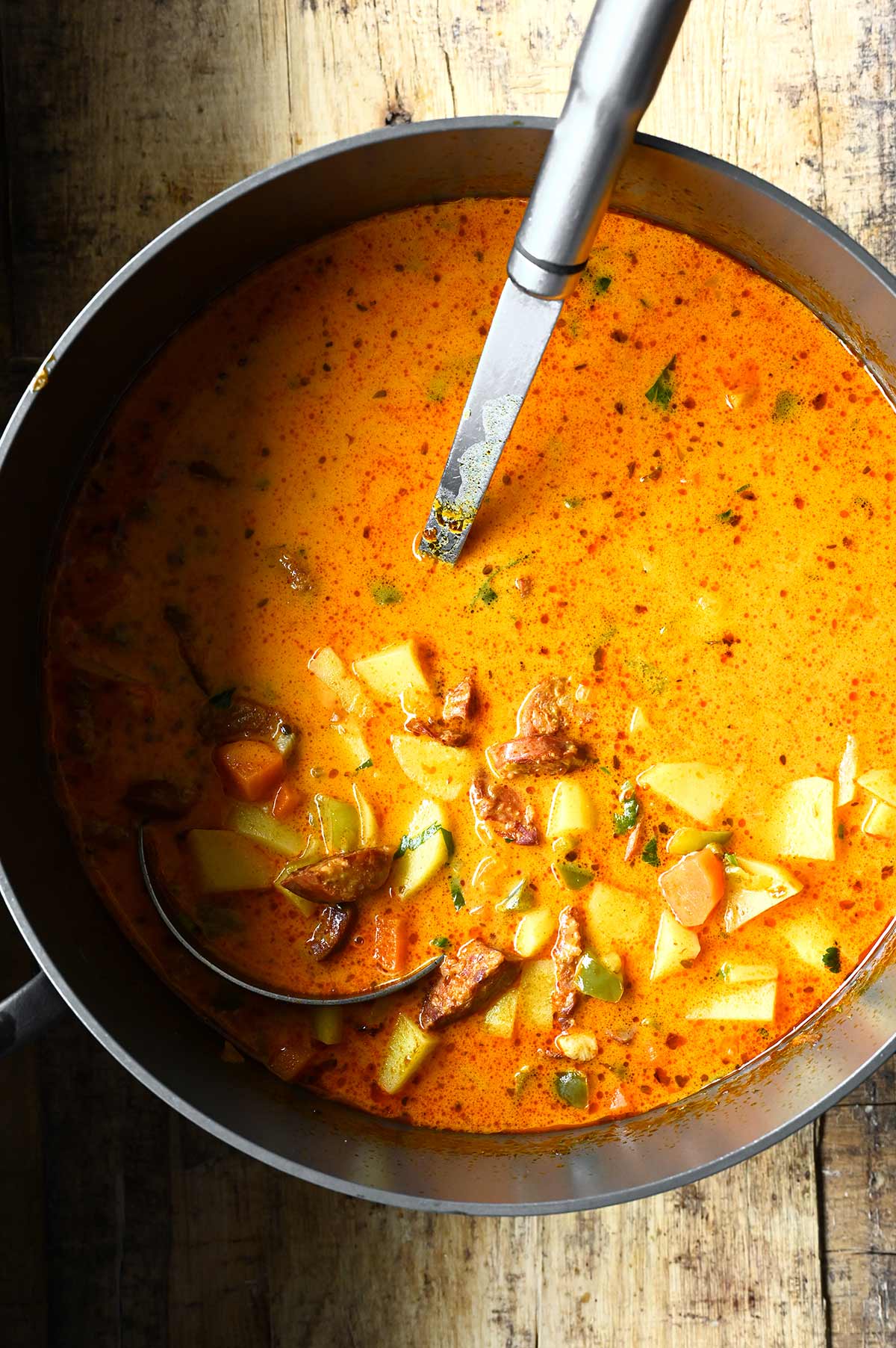 Spanish Potato Soup with Chorizo: Creamy Potatoes and Smoky Paprika