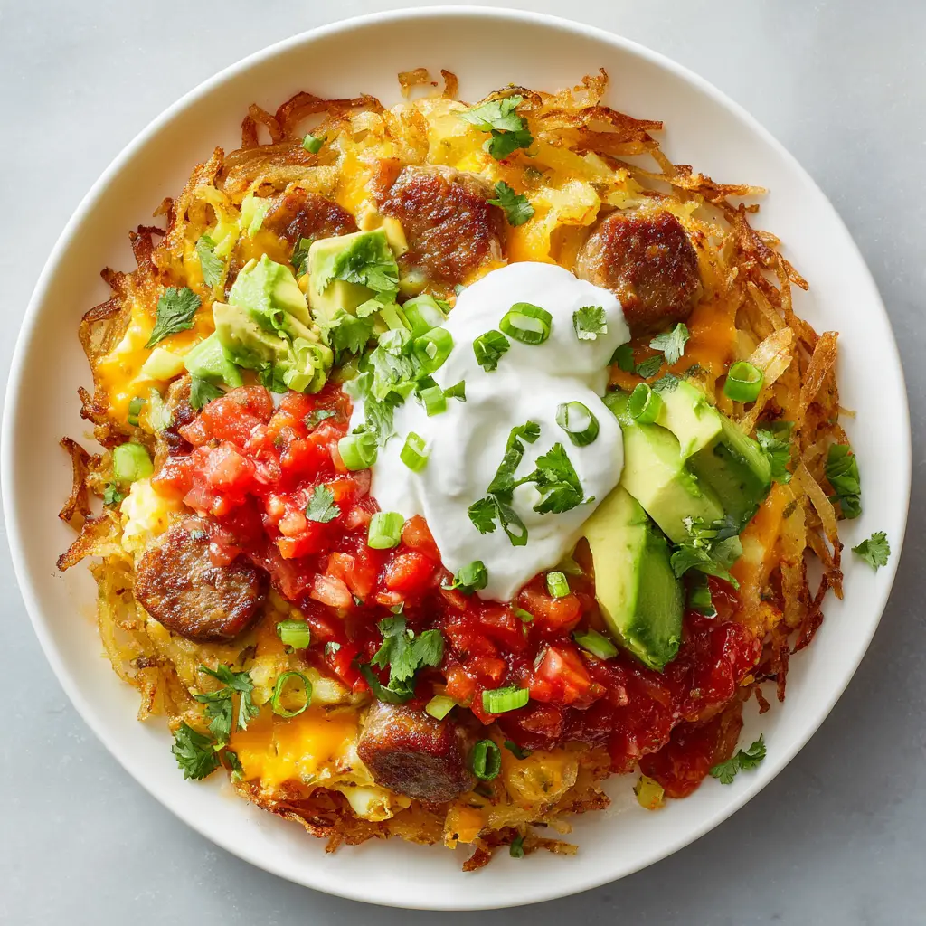Hash Brown Breakfast Bowls with Sausage, Eggs, and Cheddar