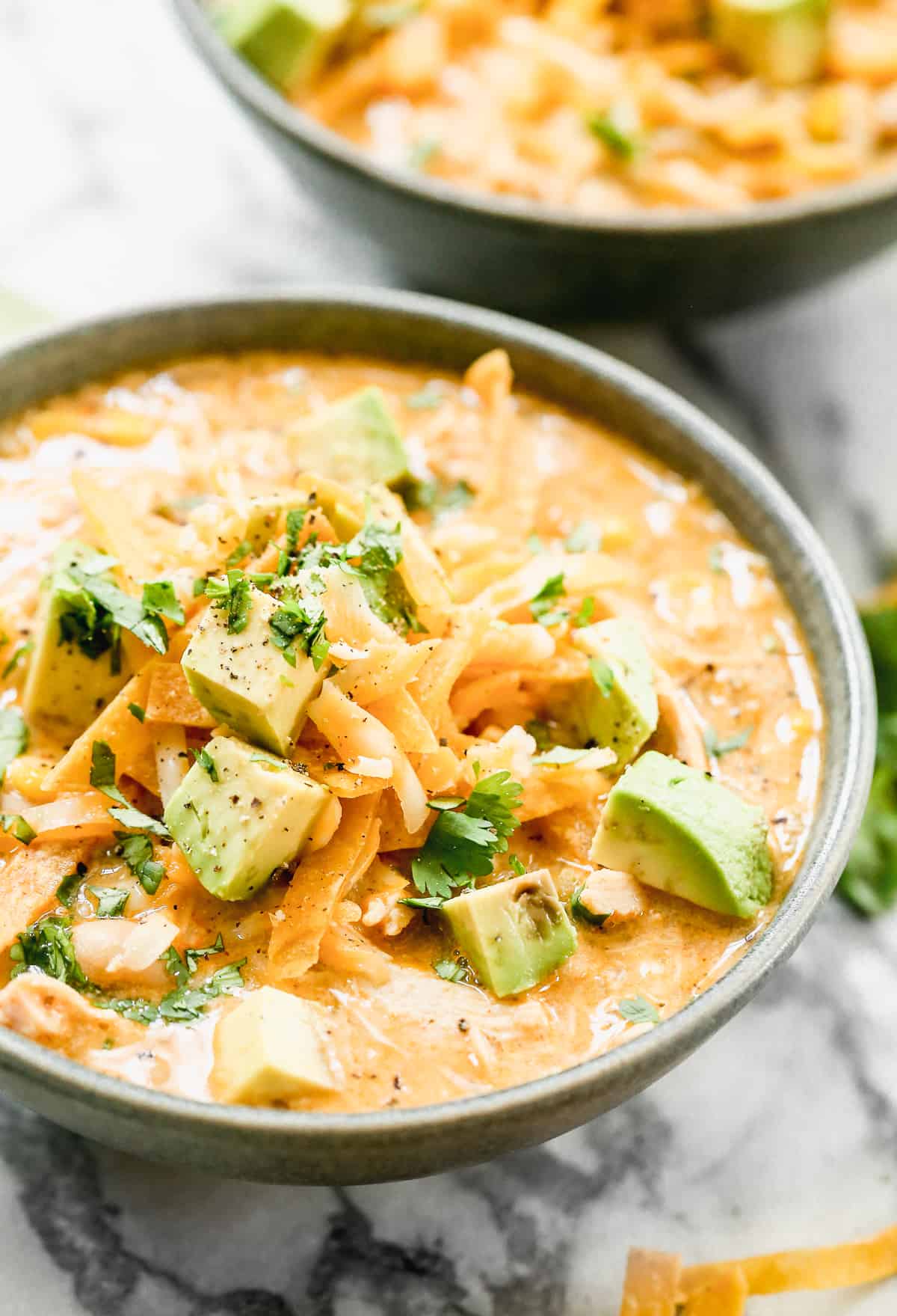 Creamy White Chicken Chili with Puréed Beans and Green Chiles