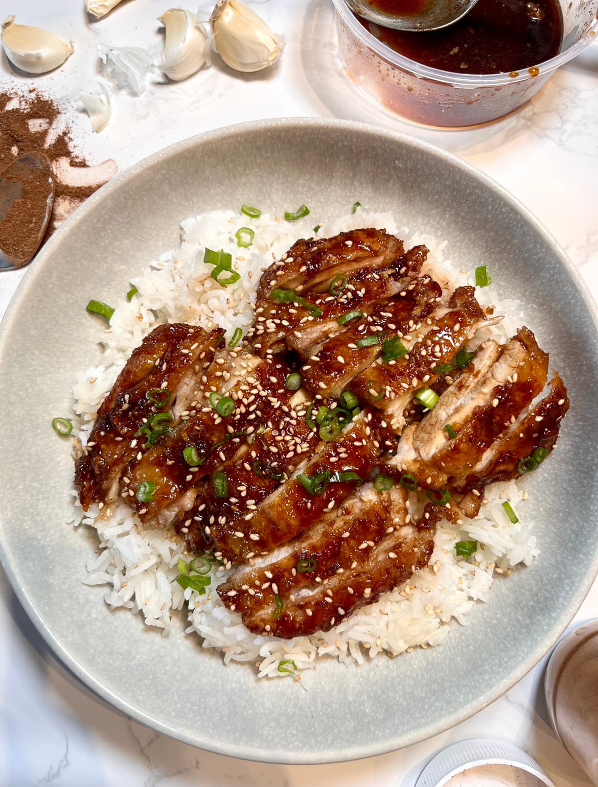 Soy Glazed Chicken with Sticky Honey Soy Sauce and Five-Spice