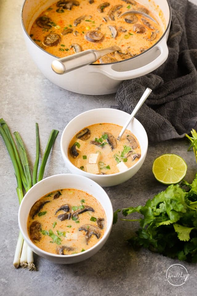 Thai Coconut Soup with Tofu, Mushrooms, and Lime