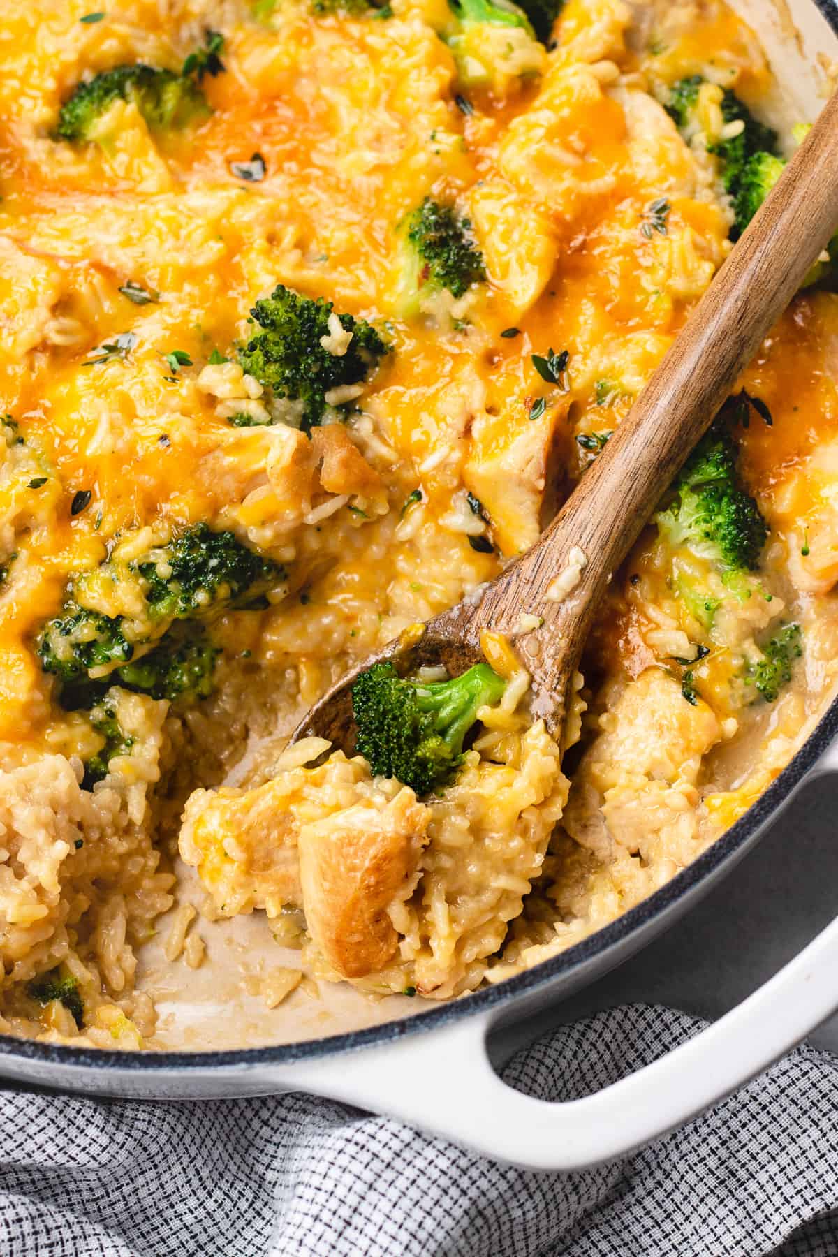 Cheesy Broccoli Chicken and Rice Casserole with Bubbling Cheddar