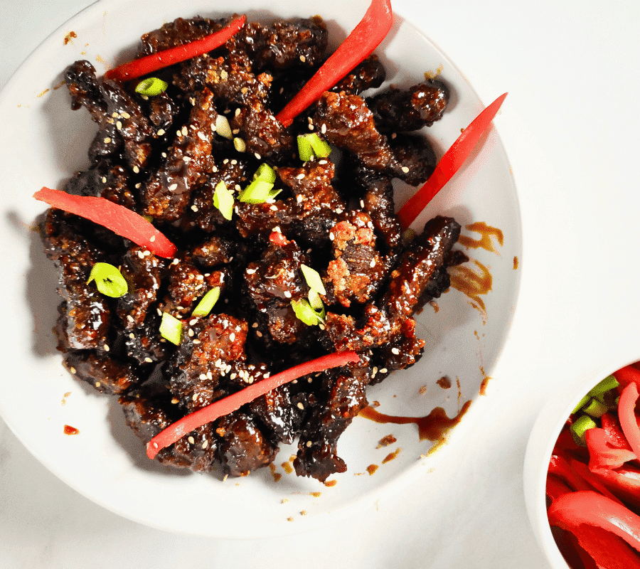 Air Fryer Crispy Chilli Beef With Sticky Honey Chilli Sauce