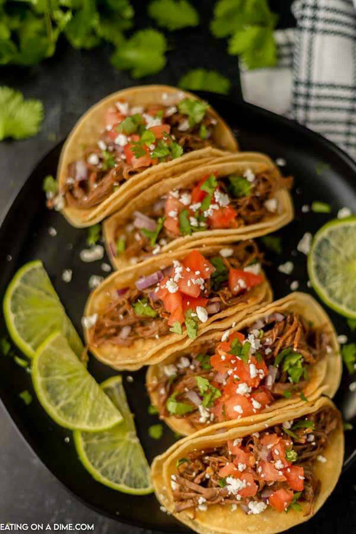 Crock Pot Carne Asada Street Tacos with Lime and Cilantro