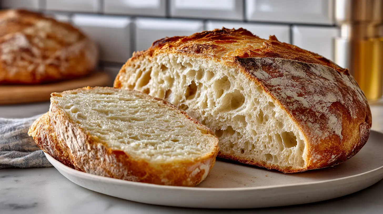 Crusty Golden Sourdough Bread with a Soft Chewy Center