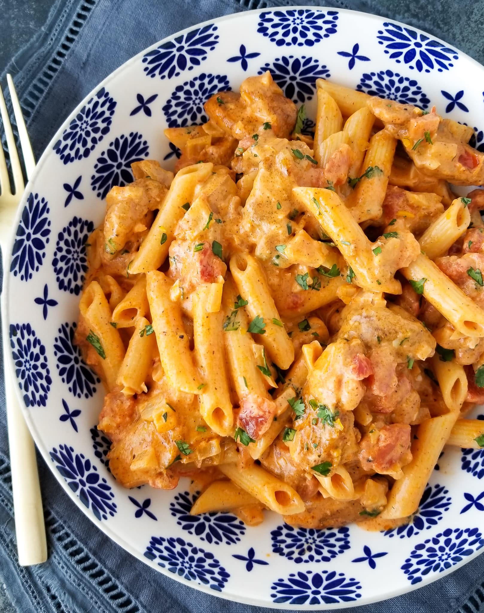 Southwest Chicken Alfredo with Golden Chicken and Cheddar Cream Sauce
