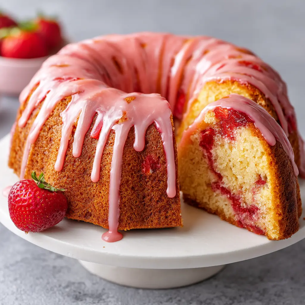 Strawberry Pound Cake with Fresh Strawberry Glaze