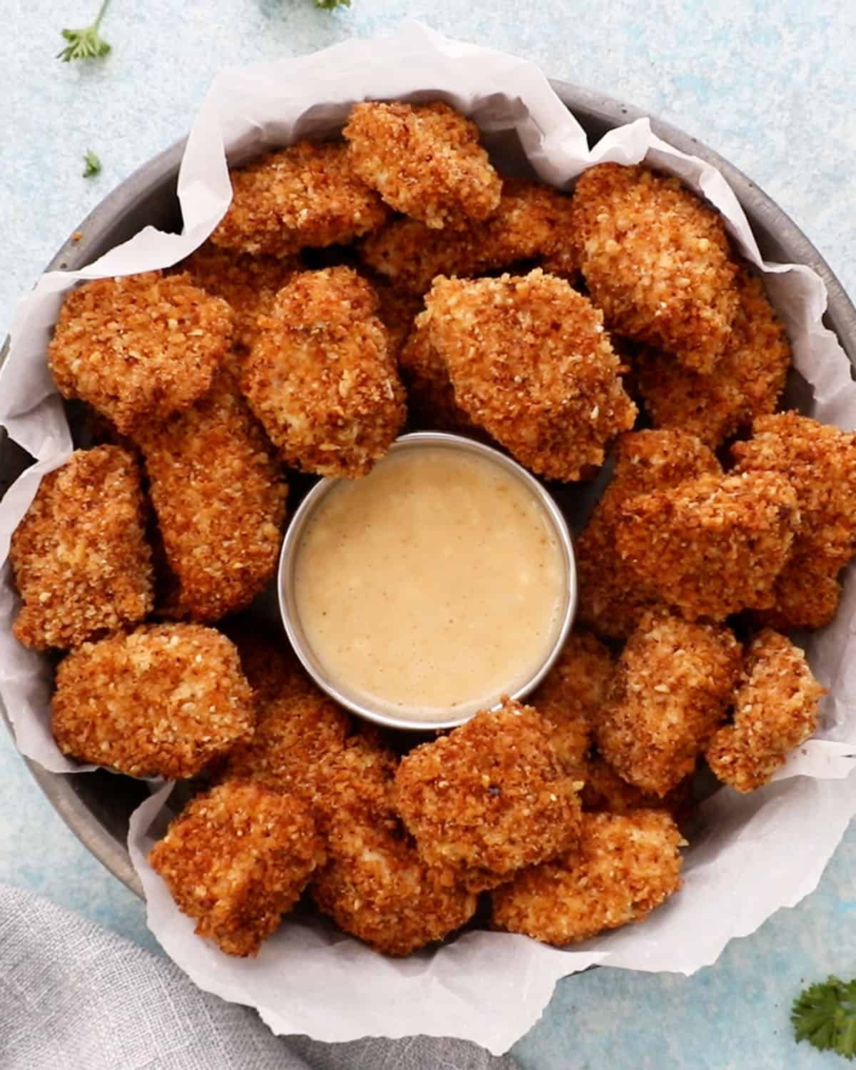 Air Fryer Chicken Nuggets with Toasted Panko and Parmesan