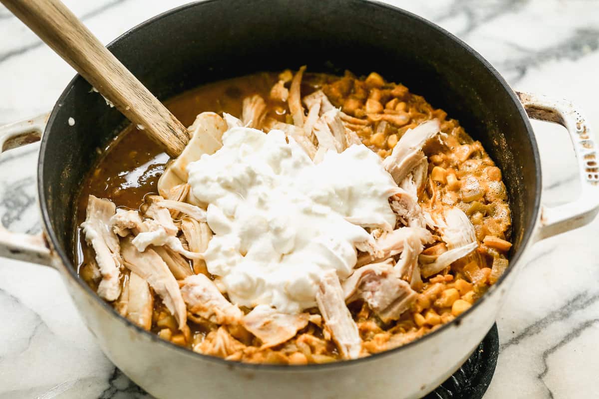 Creamy White Chicken Chili with Puréed Beans and Green Chiles