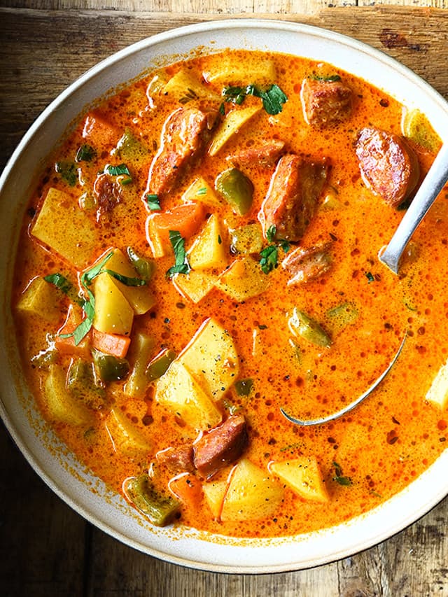 Spanish Potato Soup with Chorizo: Creamy Potatoes and Smoky Paprika
