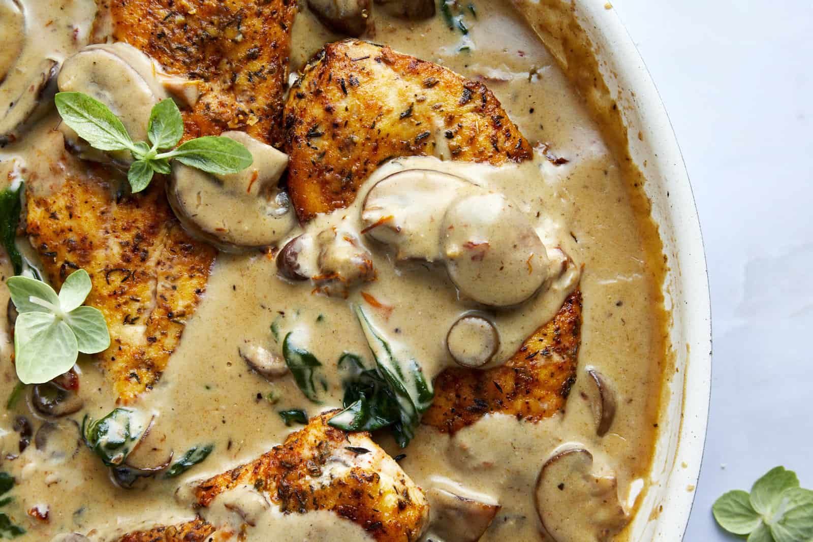 Creamy Mushroom Chicken with Sun-Dried Tomatoes and Parmesan