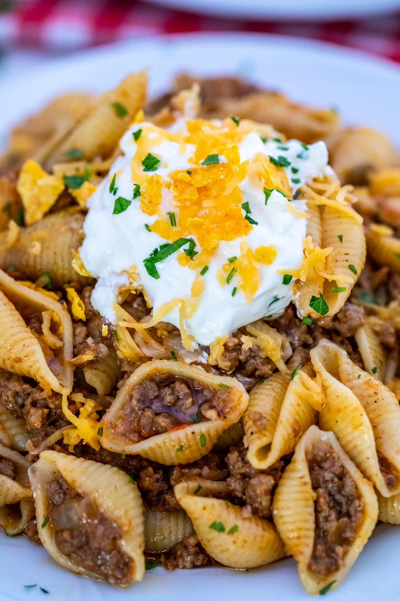 Cheesy Taco Pasta with Seasoned Beef and Salsa