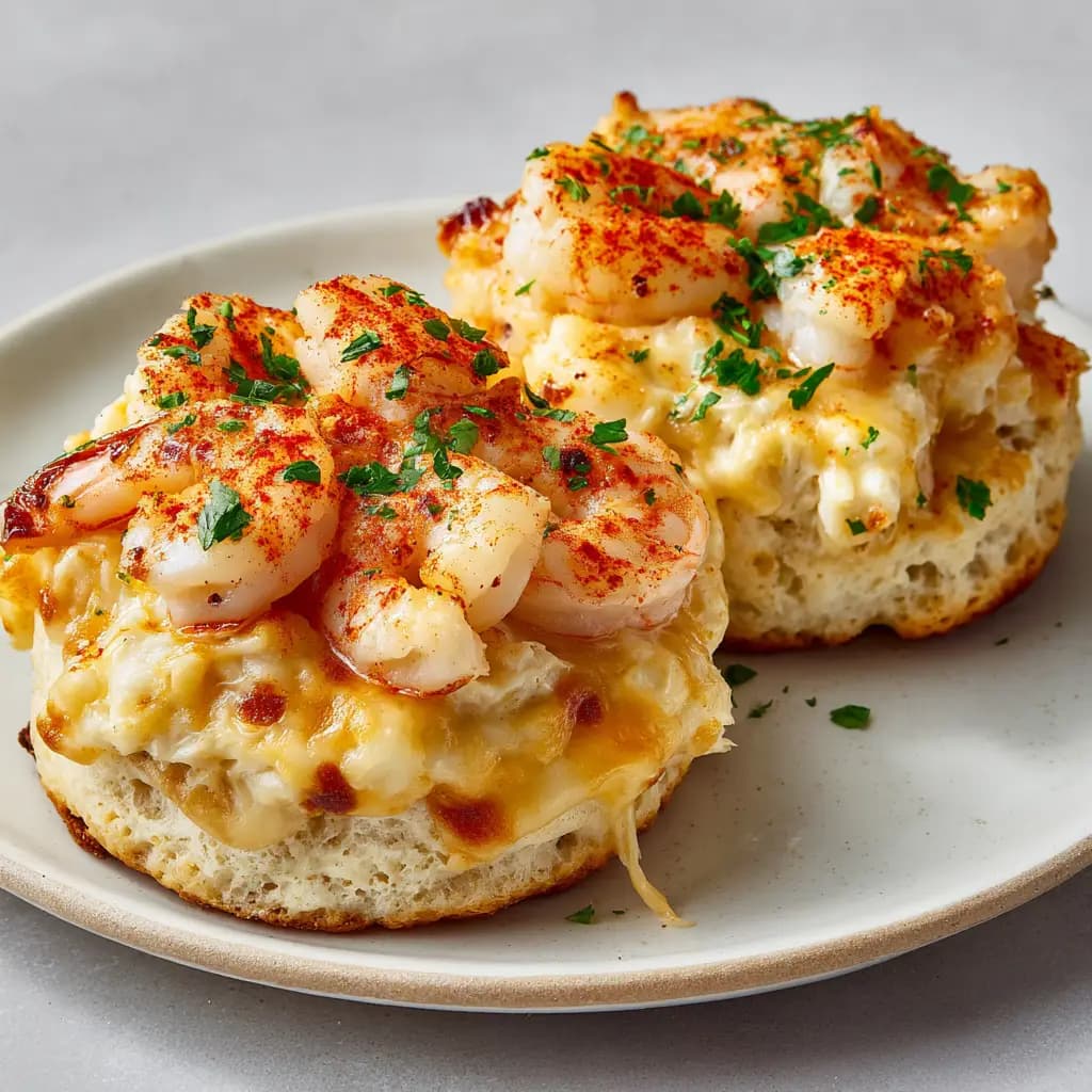 Shrimp and Crab Biscuit Melts with Mozzarella and Cheddar