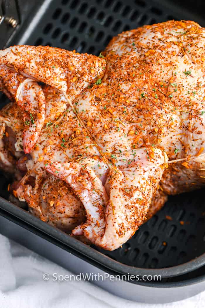 Air Fryer Whole Chicken With Crispy Skin and Juicy Meat