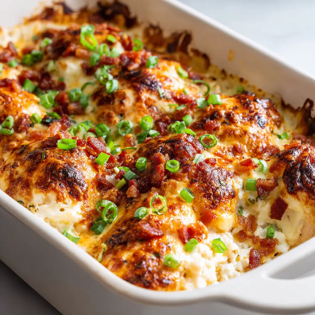 Million Dollar Chicken Bake with Bacon and Green Onions